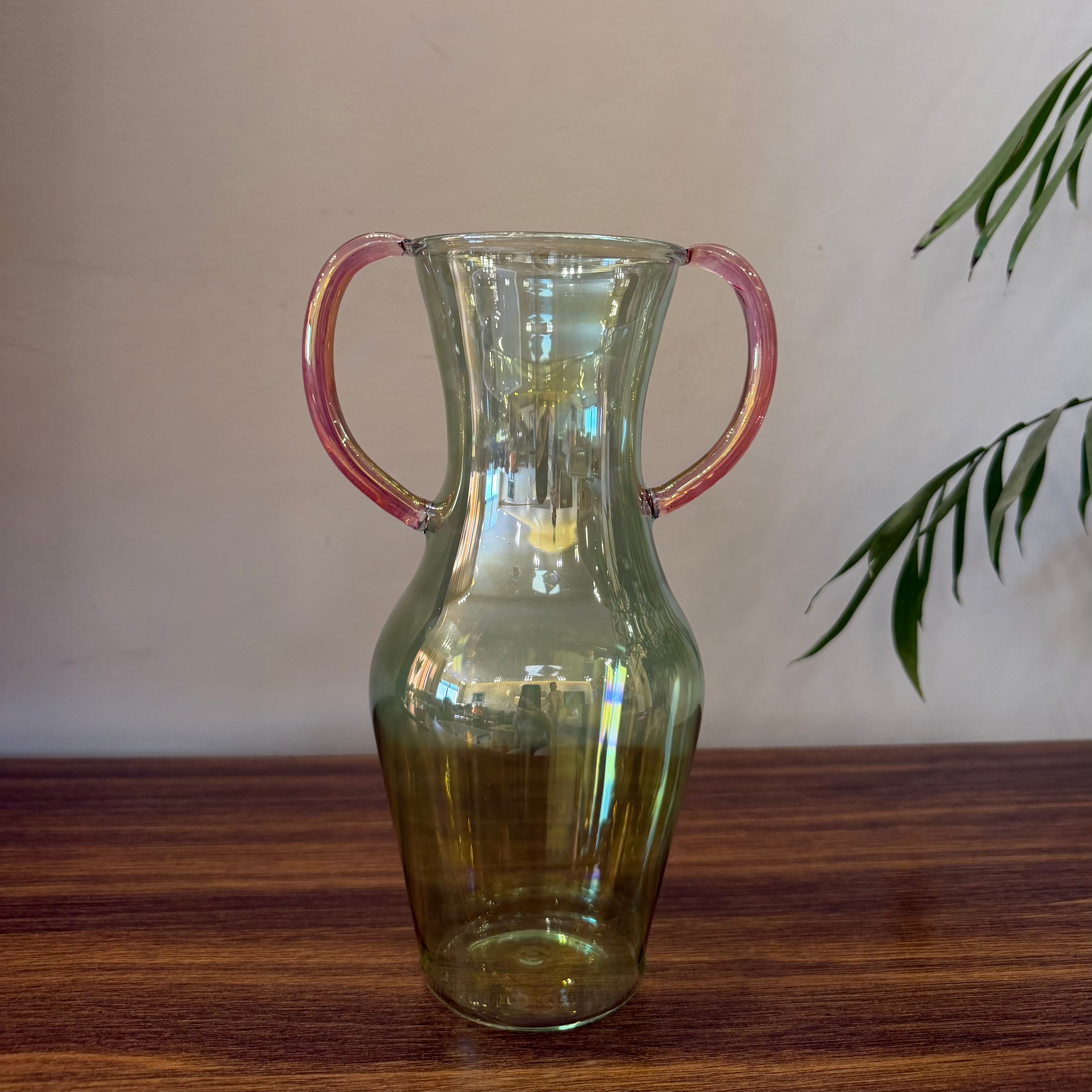 2 Handle Green Vase