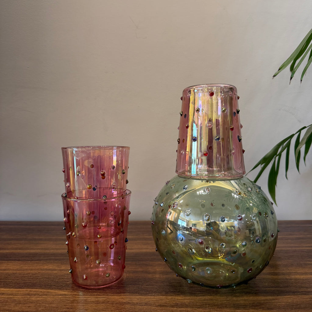 Green Glass Jug Set