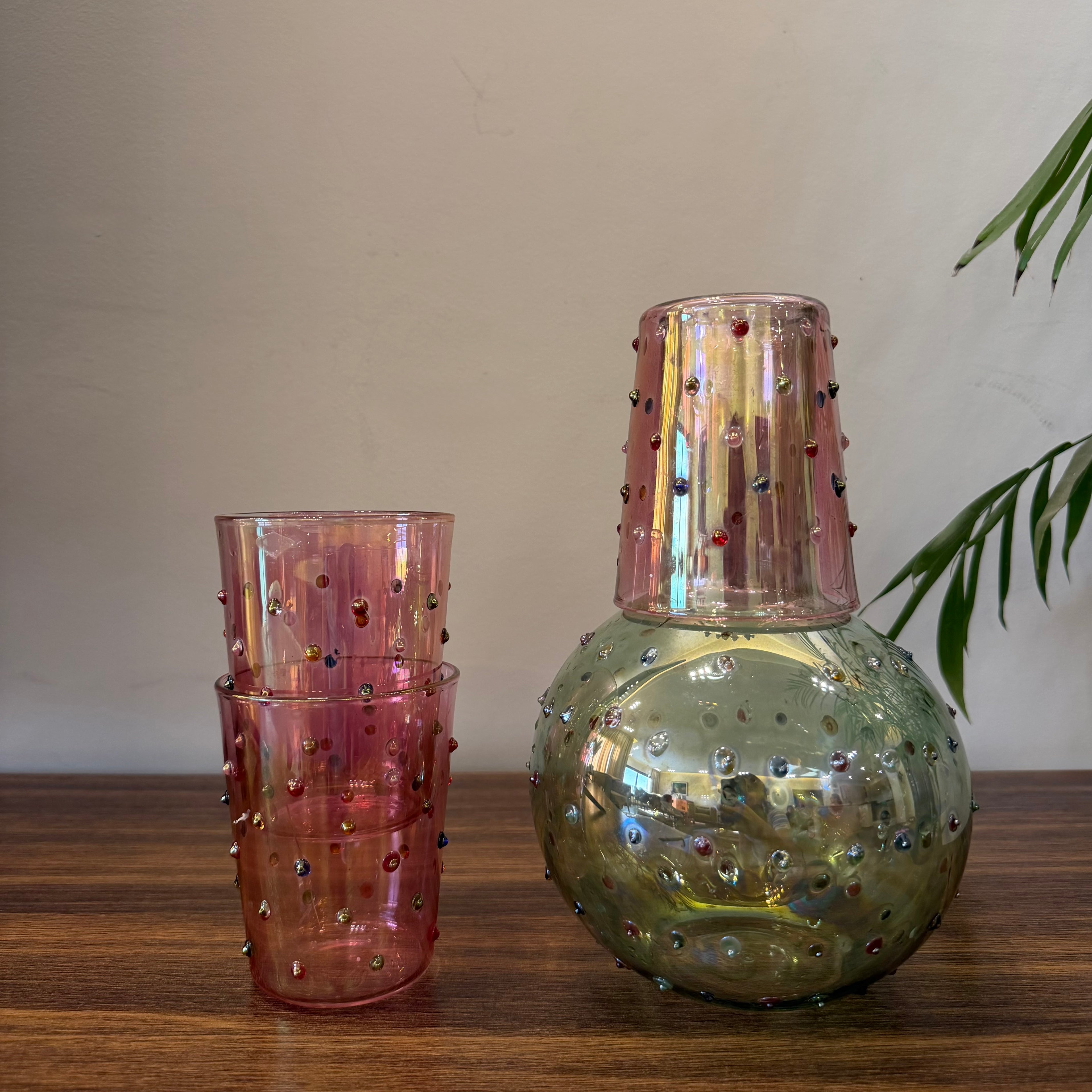 Green Glass Jug Set